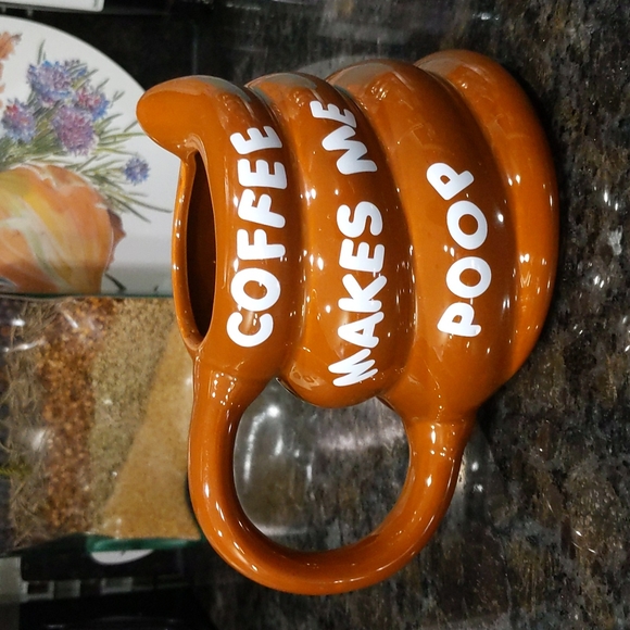 Big Mouth Coffee Makes Me Poop Coffee Mug in the Shape of Poop - Brown - Picture 3 of 7